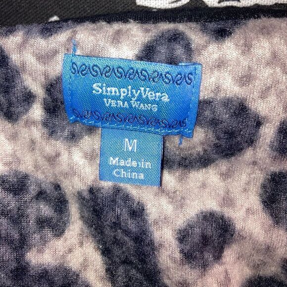 Simply Vera Leopard Sweater Cheetah Animal Print Soft Pajamas Sleep Loungewear - Picture 4 of 9